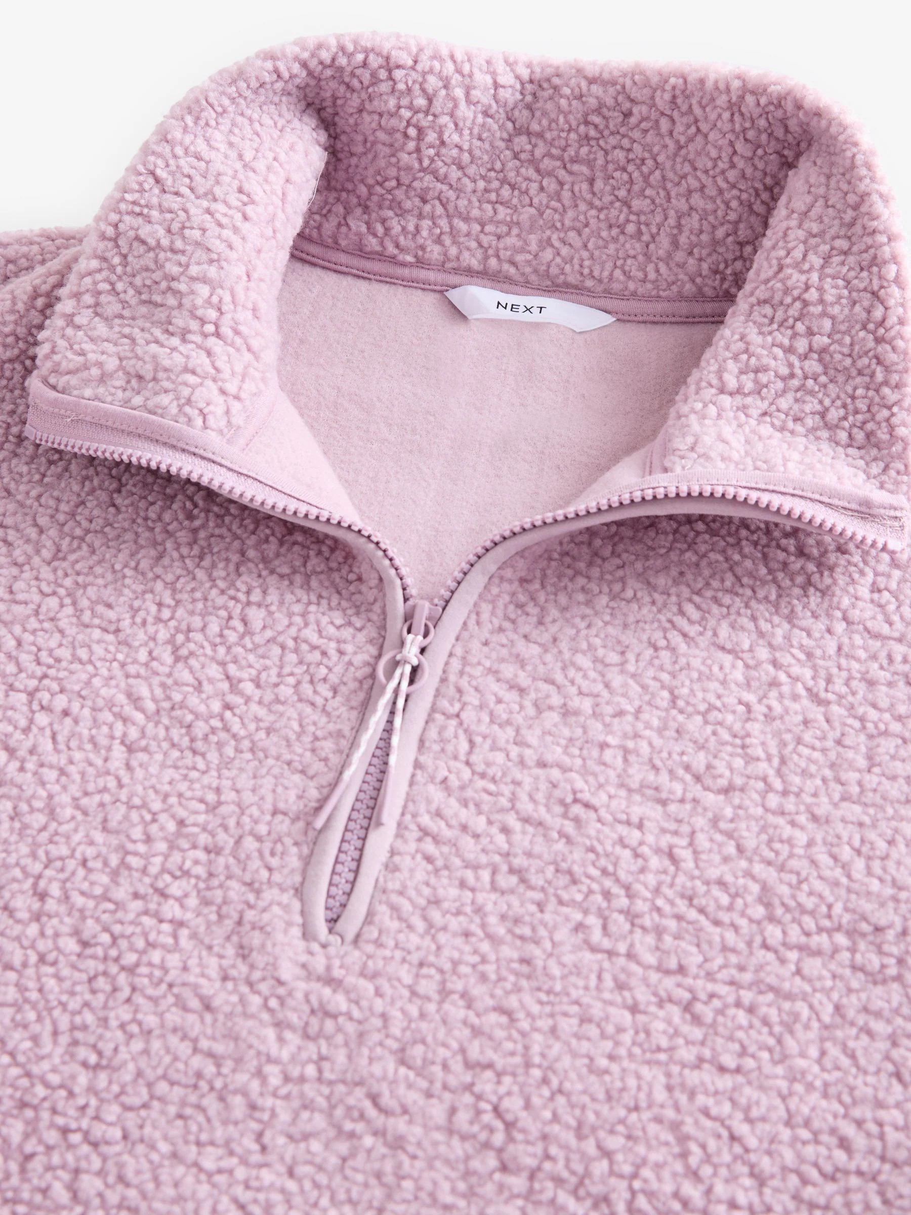 Mauve-paars - Teddy Borg knusse lange fleece met kwart ritssluiting
