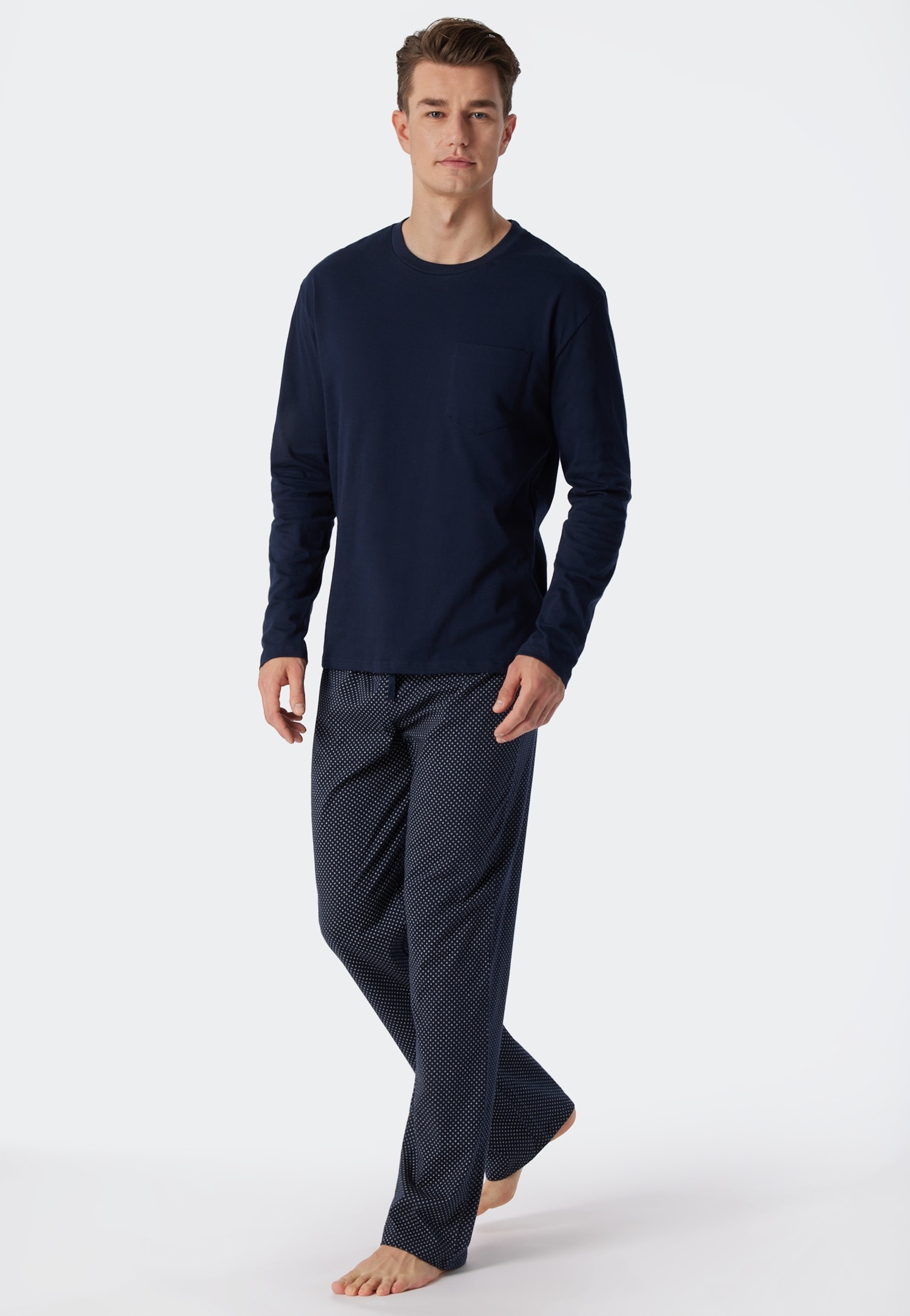 Schiesser Pyjama »Ebony« 2 Stk. tlg., mit rundem Halsausschnitt