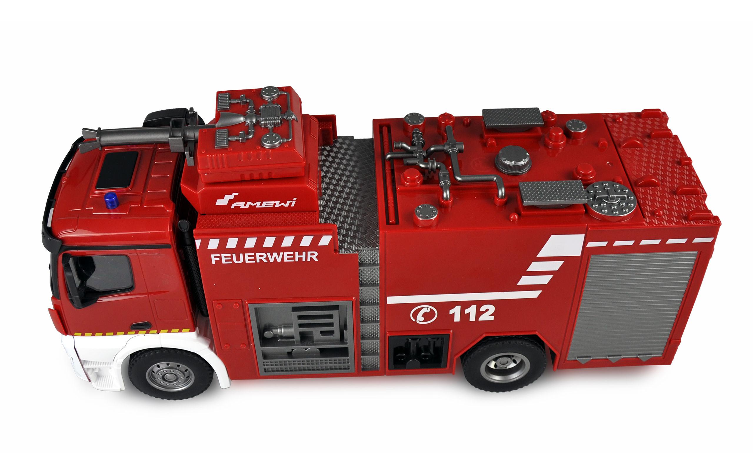 Mercedes Benz Arocs Feuerwehr Löschfahrzeug RTR, 1:18<br>Realistisches Feuerwehrauto mit Beleuchtung, Soundeffekten und Wasserwerfer