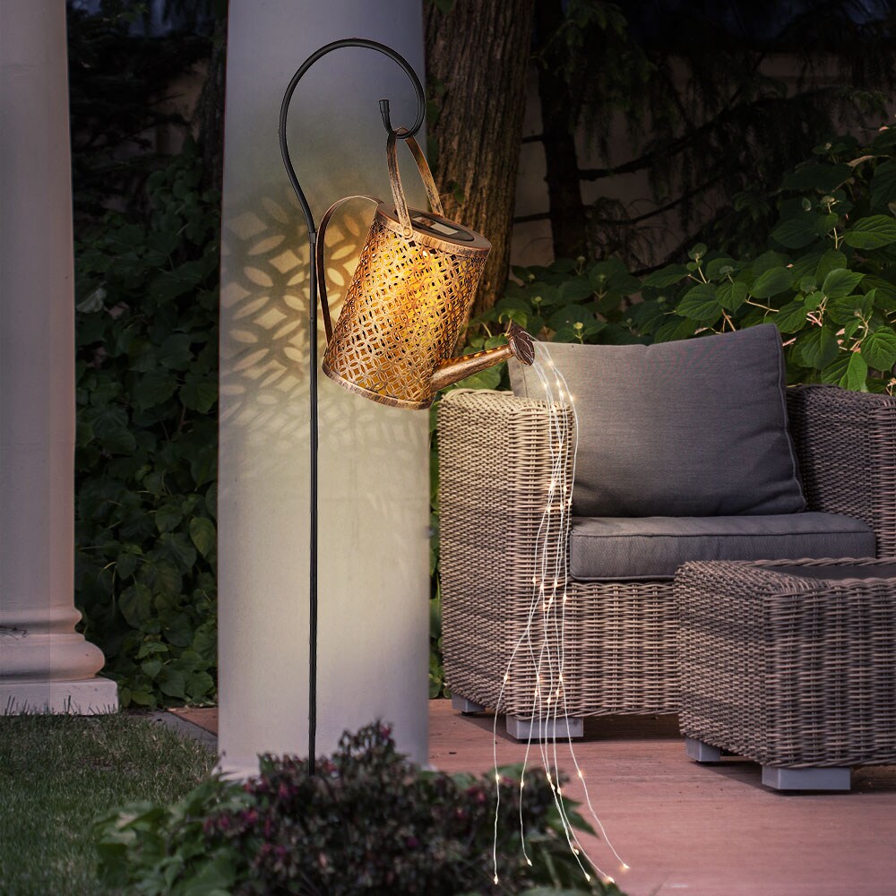 LED Solarleuchte, Gießkanne, gold, Erdspieß, H 85 cm