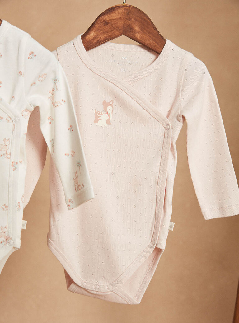 Lot de 2 body rose et écru en coton biologique