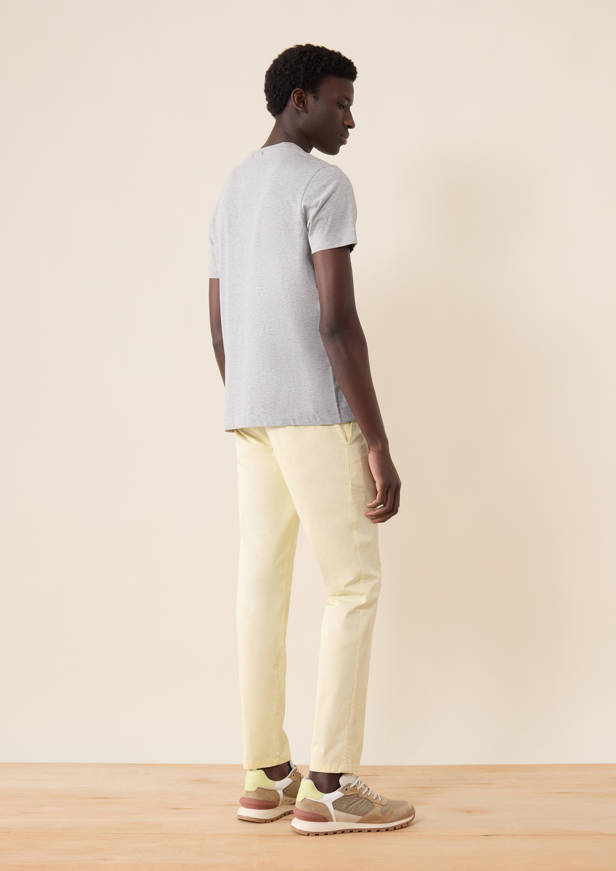 Chino slack skinny 7/8 en coton stretch uni jaune