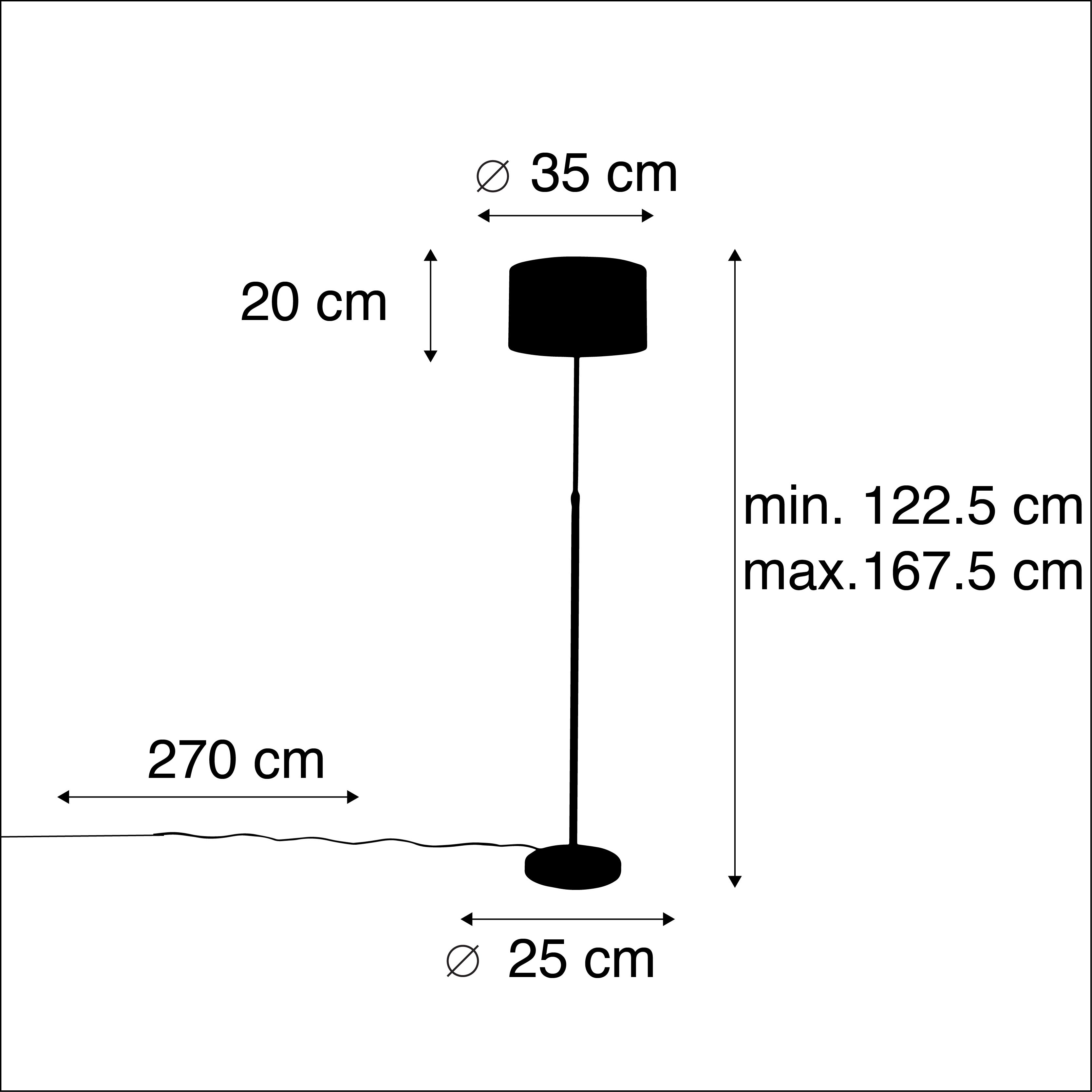 Vloerlamp zwart met velours kap bloemen 35 cm - Parte