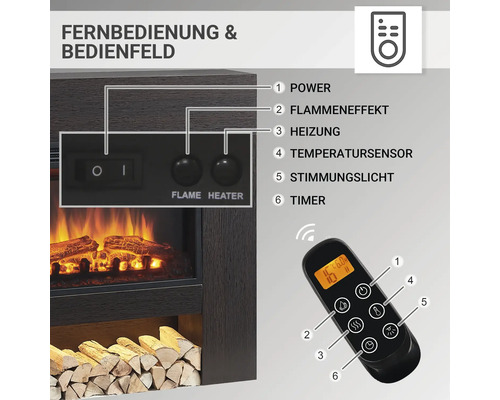 Elektrische haard Balderia Chloes donker eiken 2000 watt