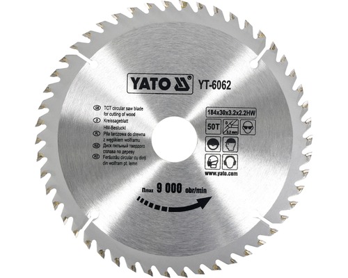 Cirkelzaagblad Yato HM 184 x 3,2 x 30 mm 50 tanden