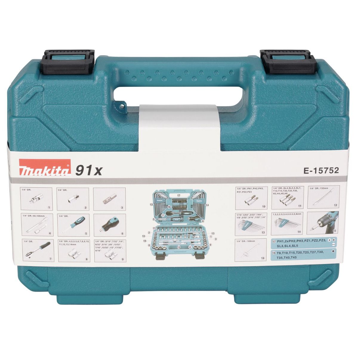Makita E-15752 Handgereedschapset 91-delig - metrisch en imperiaal