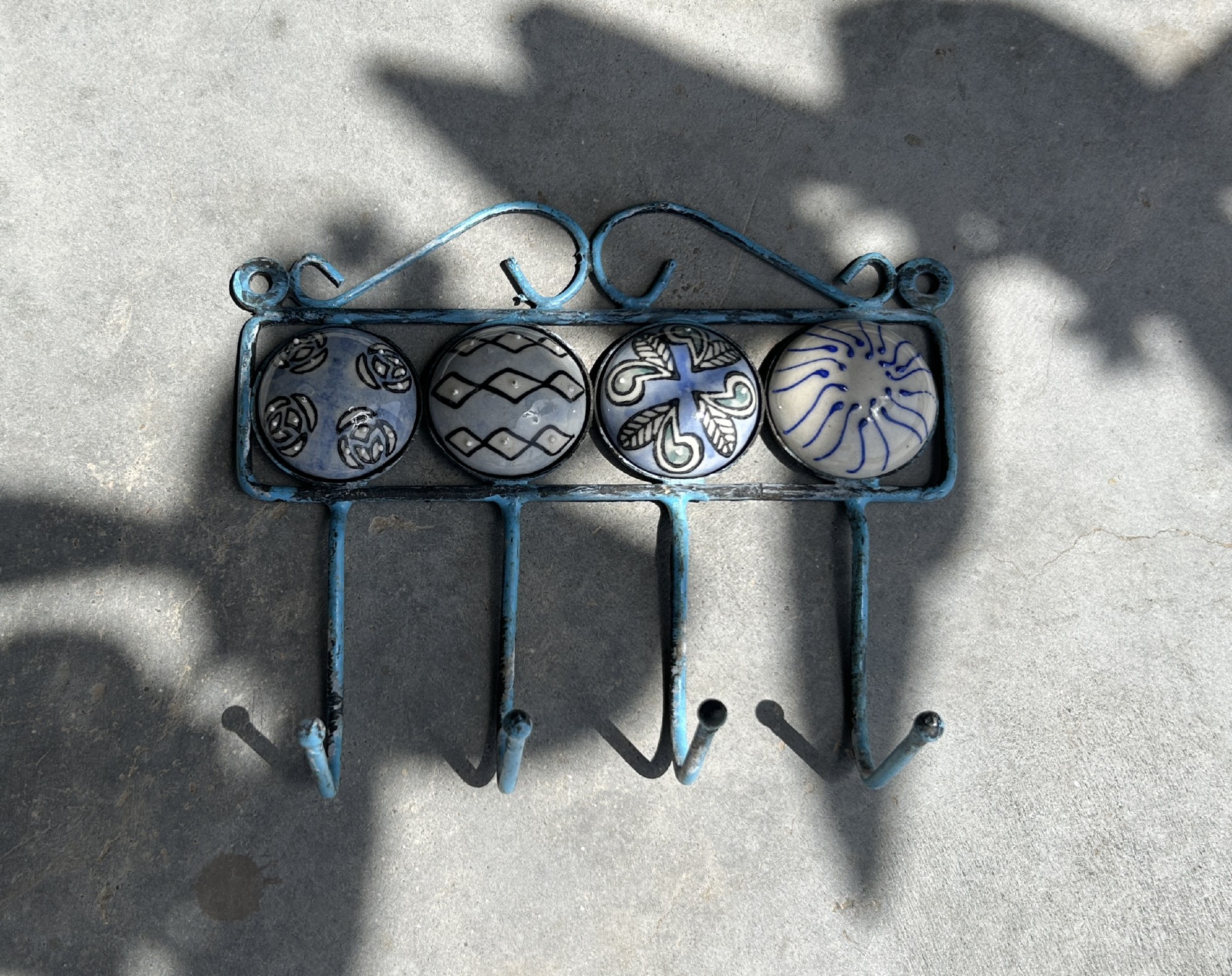 4er Wandhaken, blau, B 18 cm, H 16 cm, L 6 cm von fischer's lagerhaus