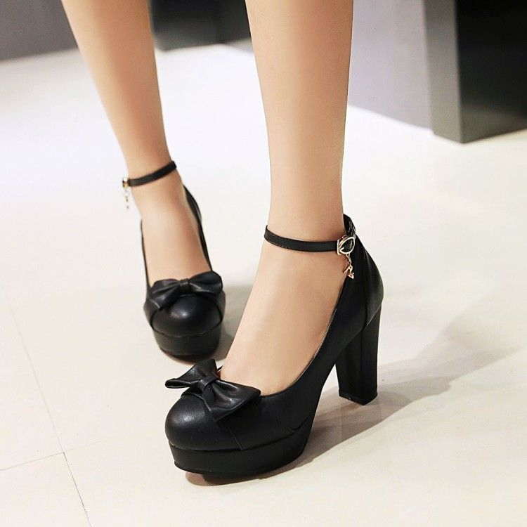 Freesia - Enkelband strik accent platform pumps