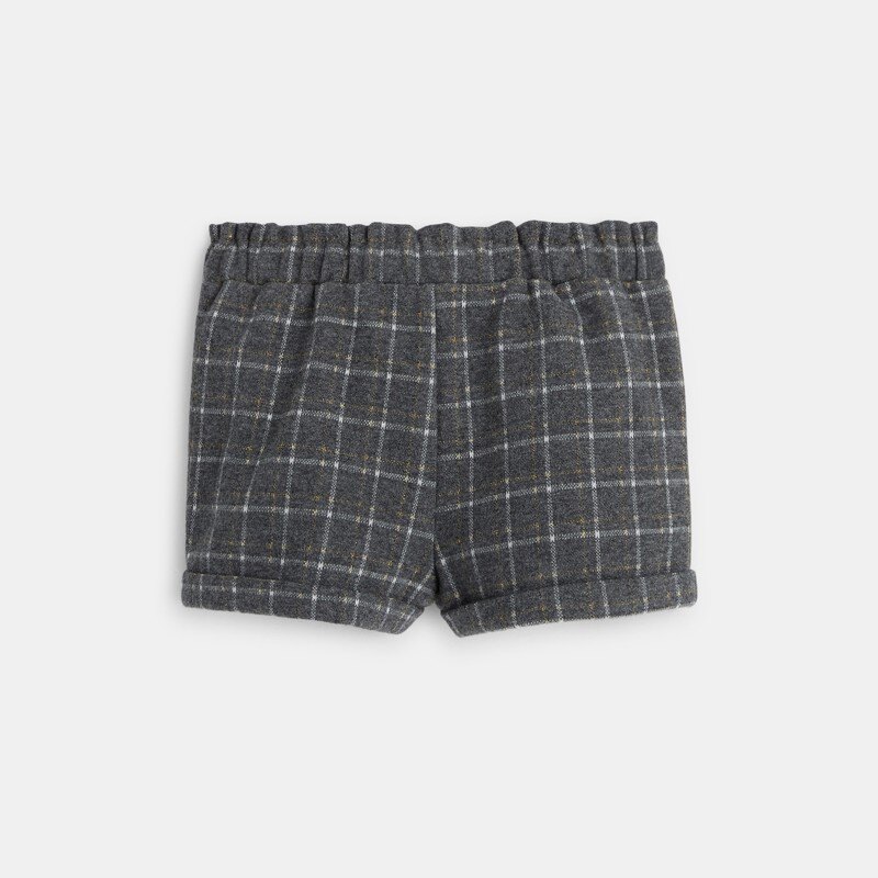 Short flanellisé à carreaux gris bébé fille Gris ou noir