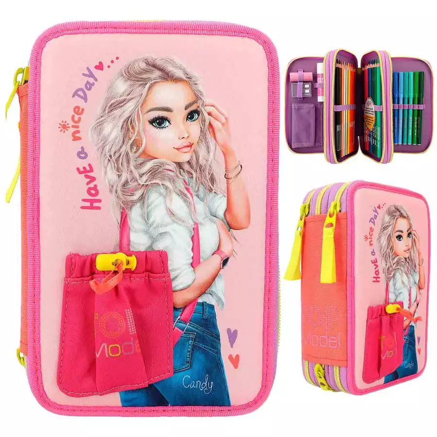Depesche Federtasche mit applizierter Vordertasche TOPModel 20 x 13 x 7,5 cm rosa