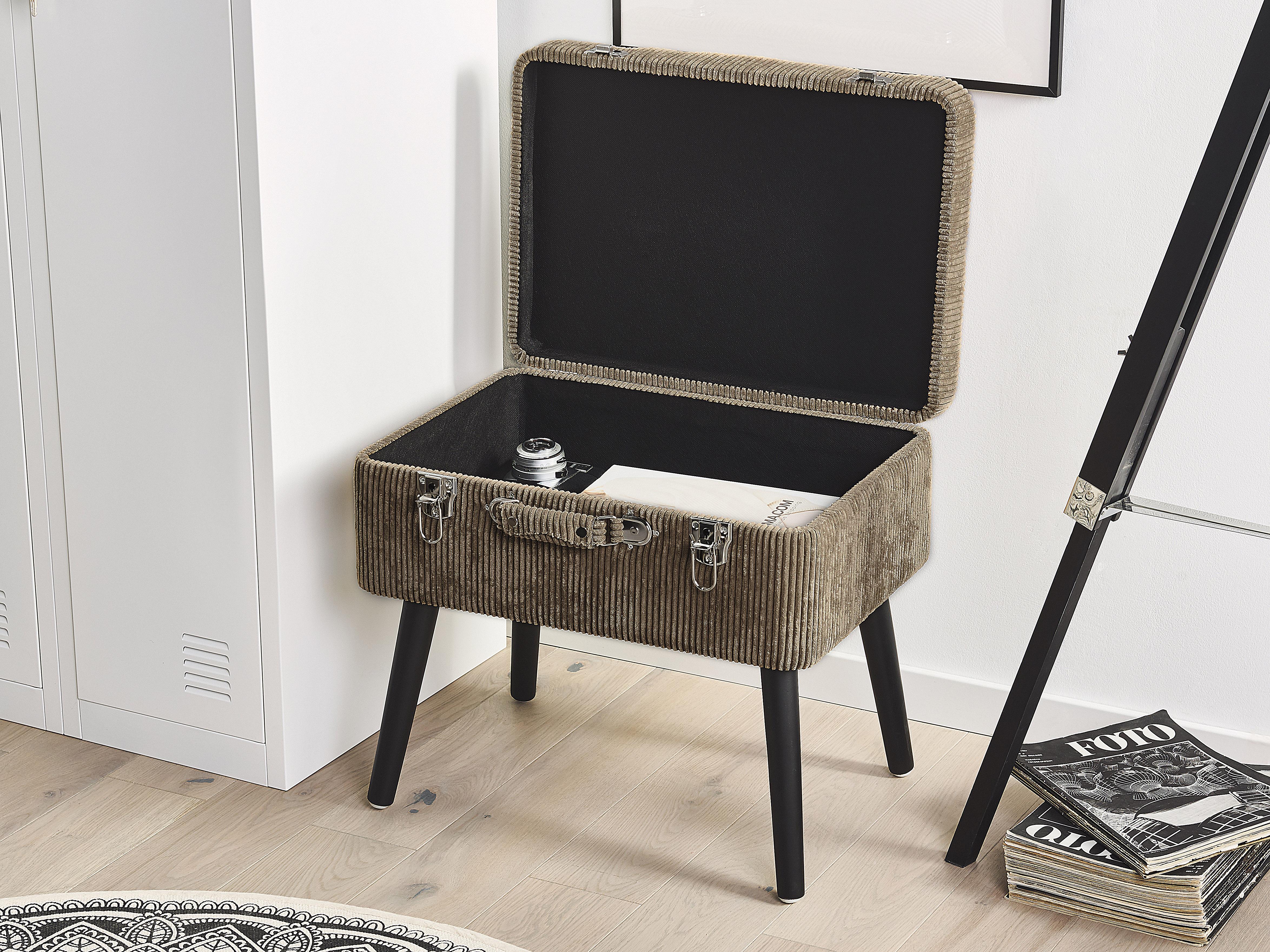Hocker met opbergruimte MALLARD Corduroy Lichtbruin