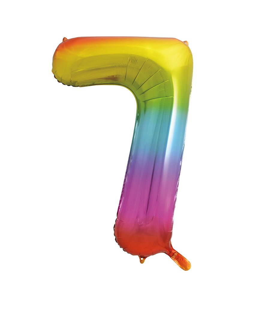 7 Jaar Cijfer Ballon Regenboog Leeg 86cm
