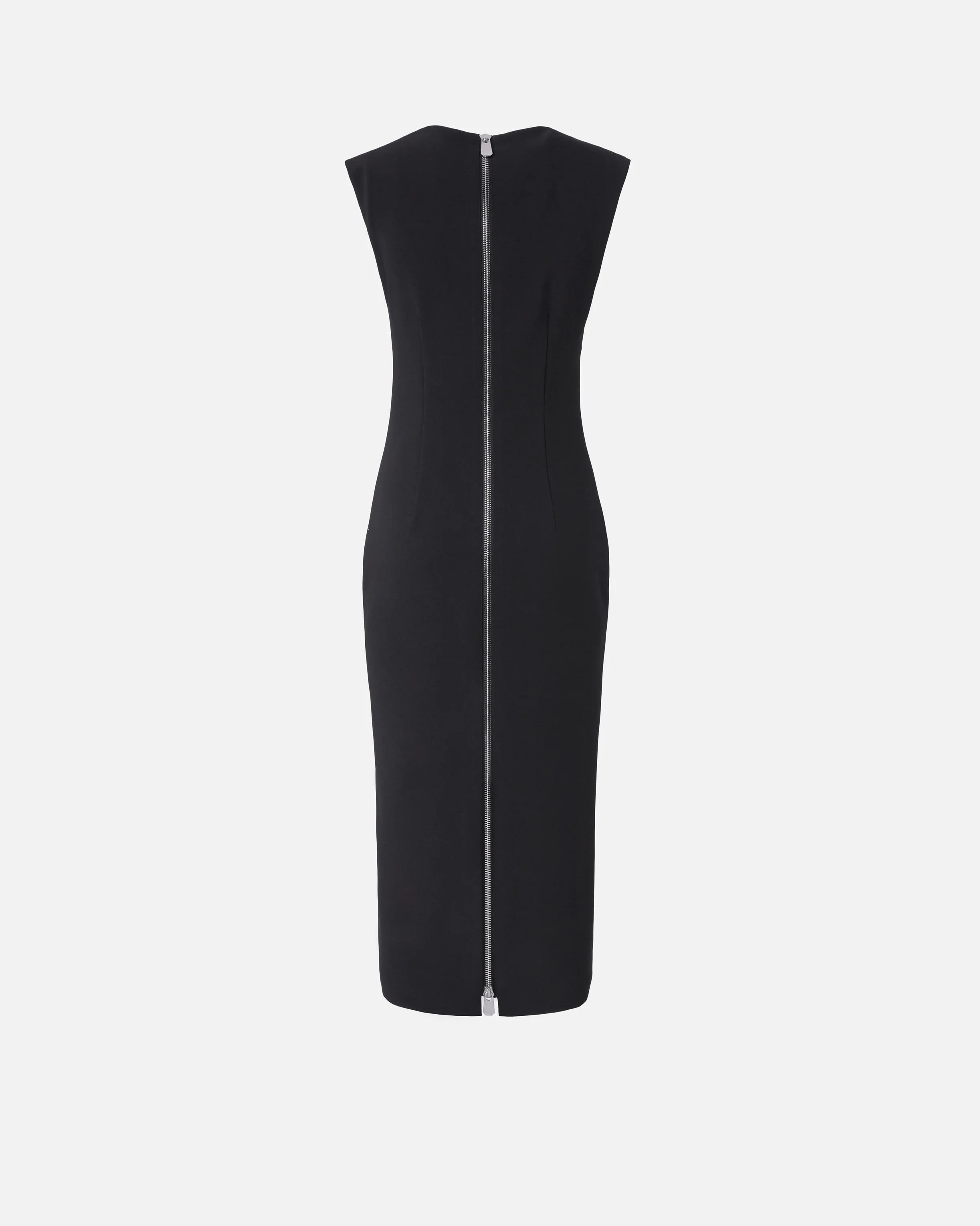 Robe midi en crêpe avec fermeture zippée | Noir