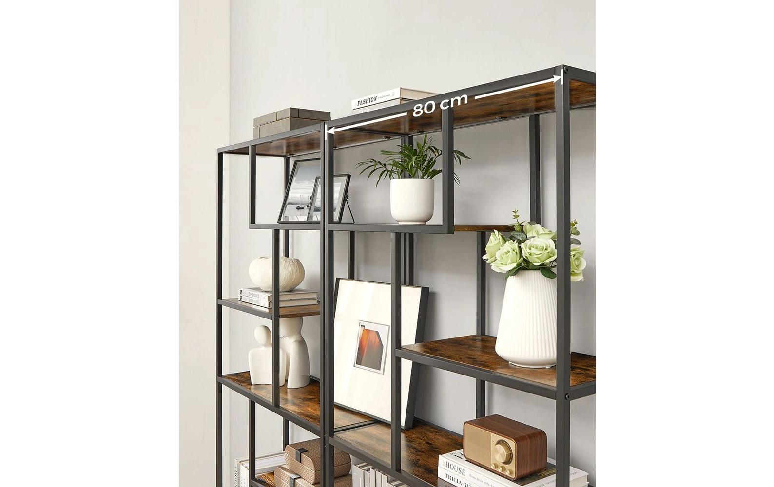 Regal mit 6 Ablagen 80 x 180 cm, Braun/Schwarz<br>Bücherregal