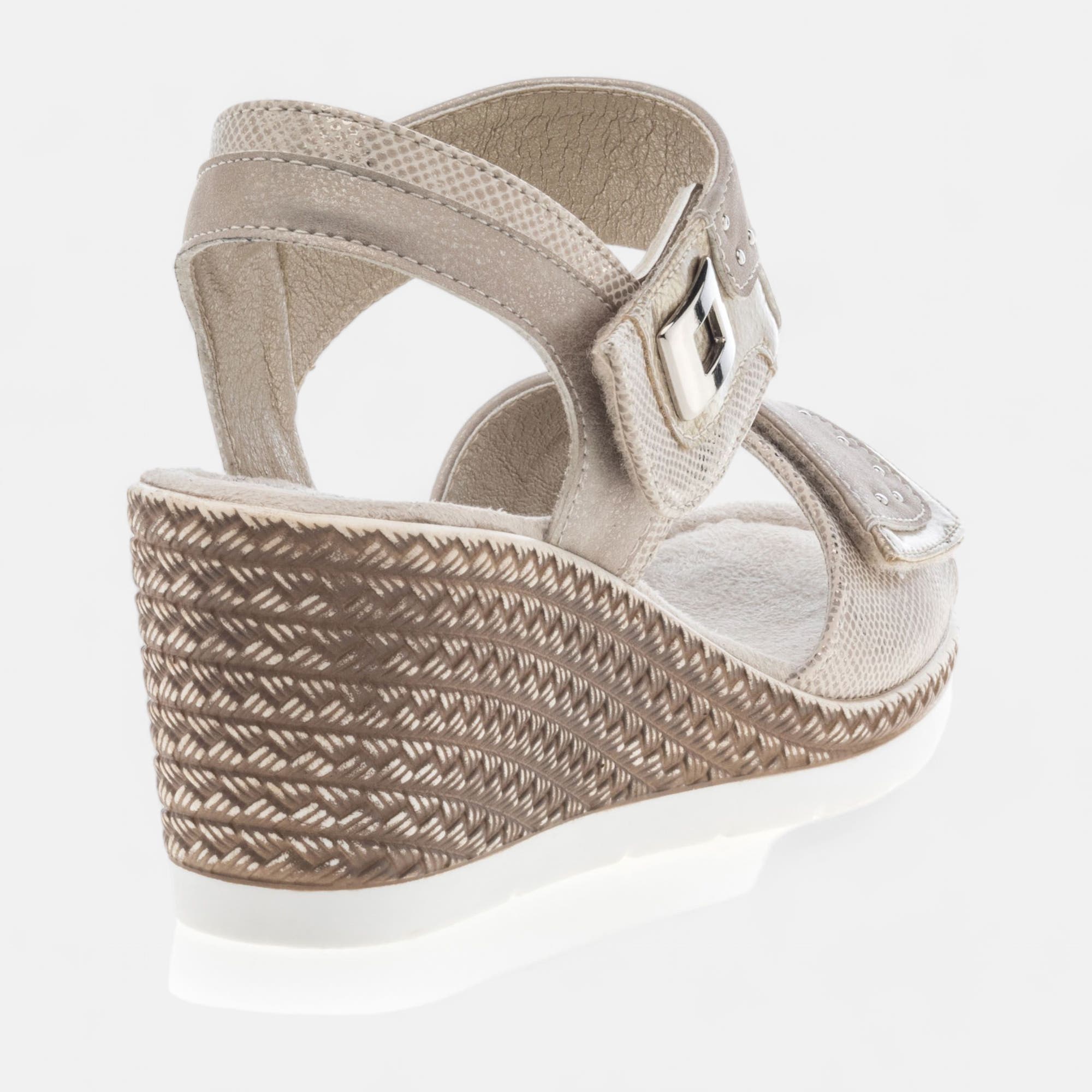 Sandales à talon compensé Femme or