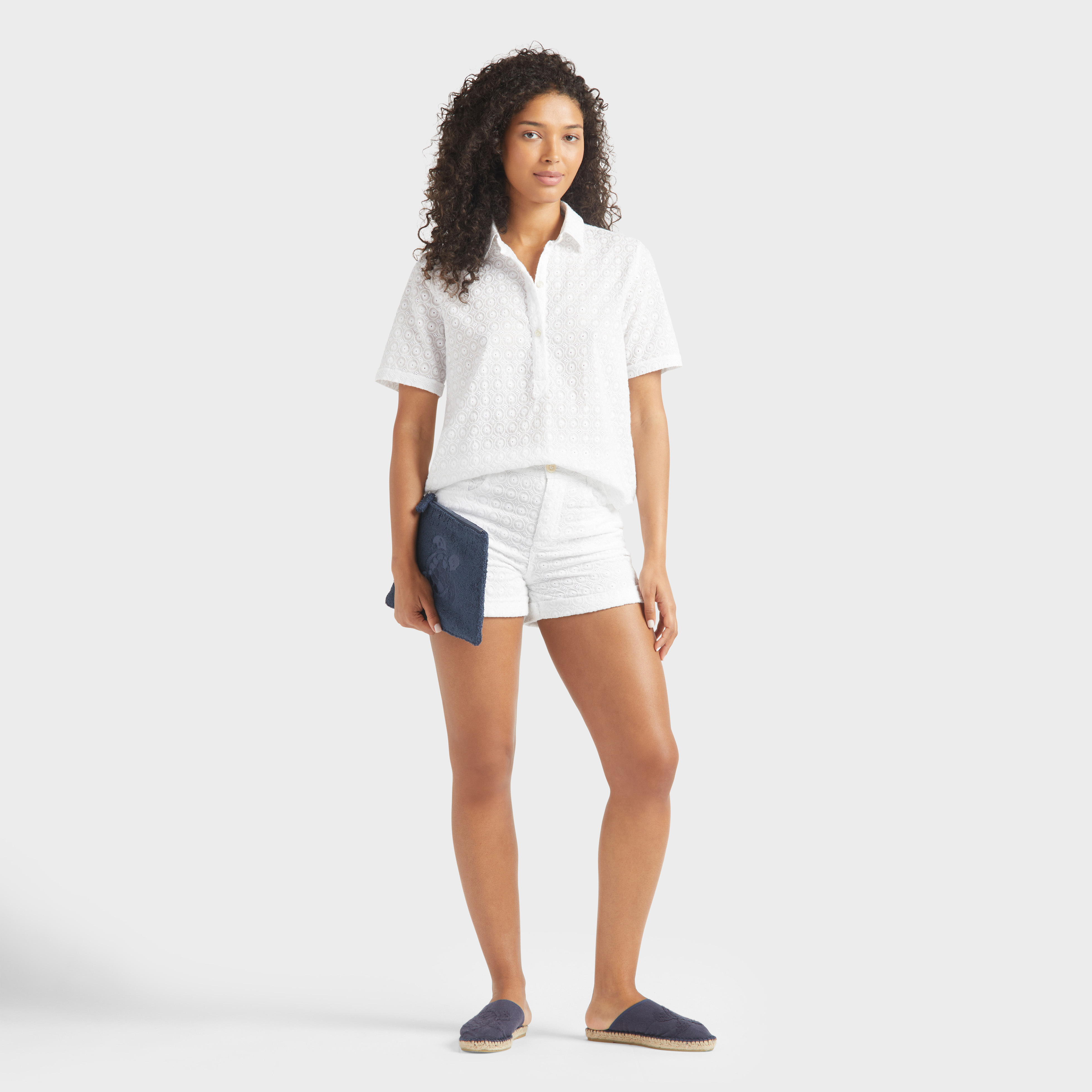 Polo en coton femme Broderie anglaise