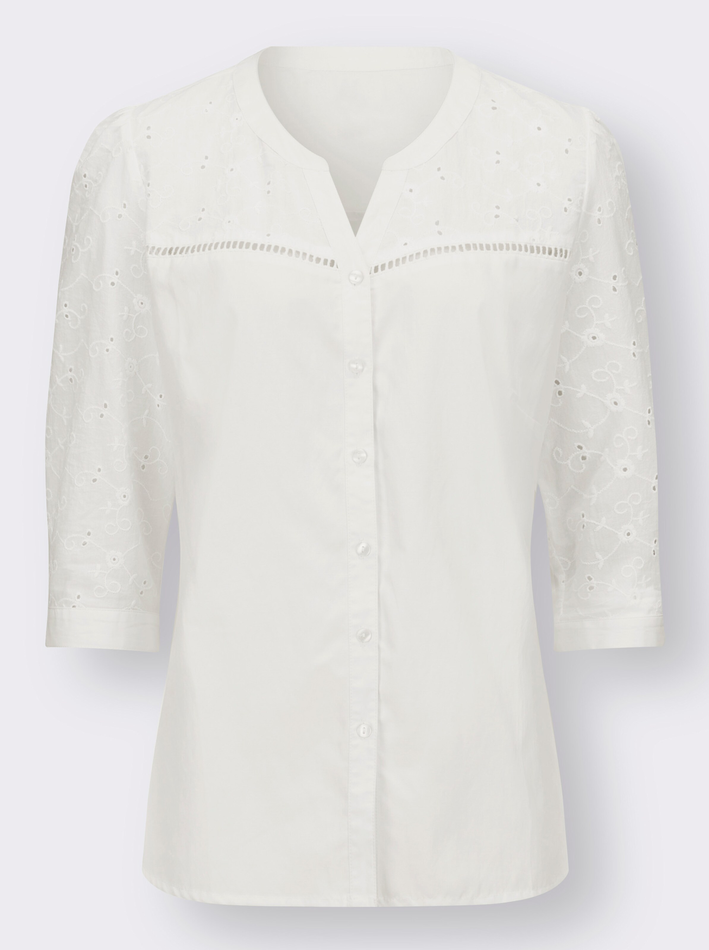Klassische Bluse mit Lochstickerei