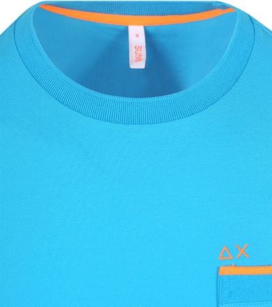 Sun68 Piqué T-Shirt Fluo Stripe Blauw T35124-73 kopen