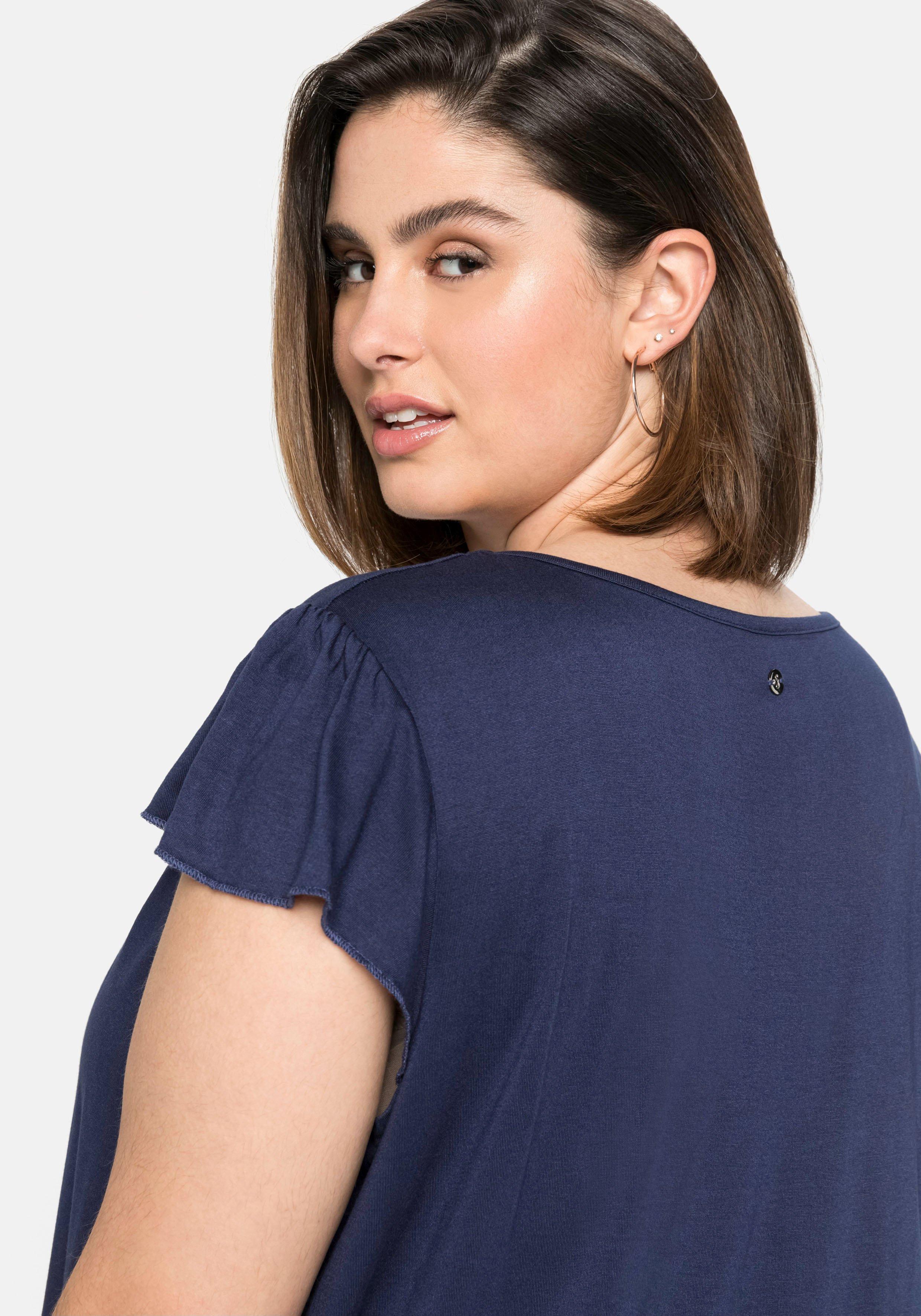 T-Shirt mit Flügelärmeln und breitem Bund