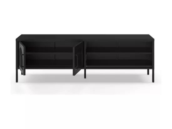 Zio - Meuble TV 2 portes en métal L160cm - Noir