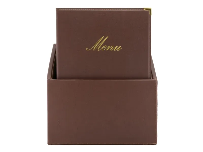 Securit® A4 CLASSIC 20 menuomslag bokssæt i brun