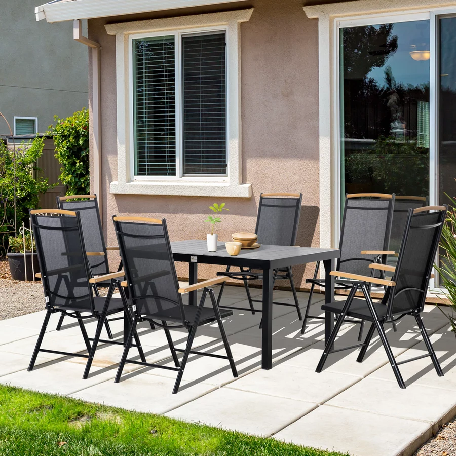 Outsunny Gartenmöbel-Set mit Atmungsaktives Gewebe in Sitz und Rückenlehne schwarz