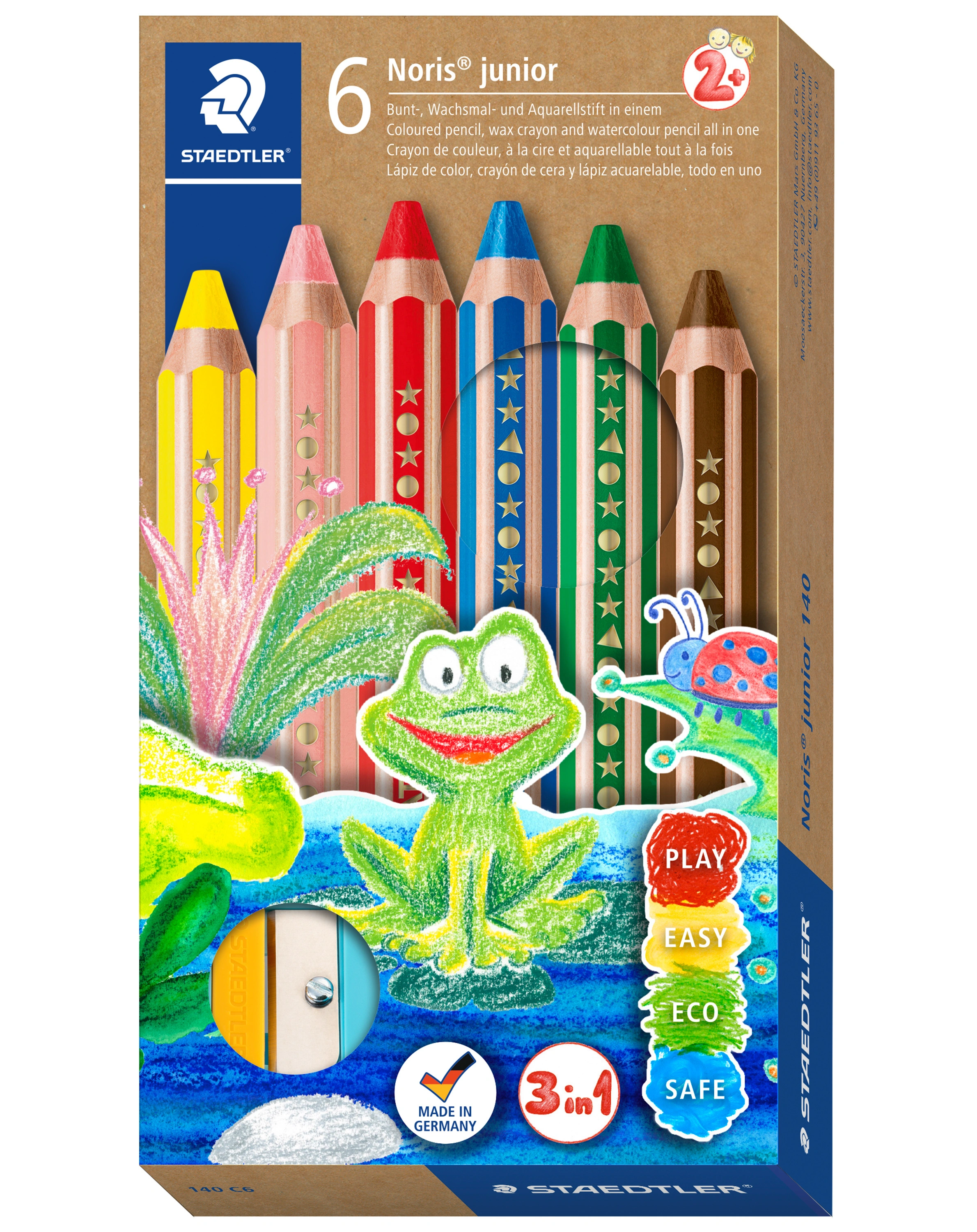 140 C6 buddy-Buntstifte 3 in 1 mit 6 Farben