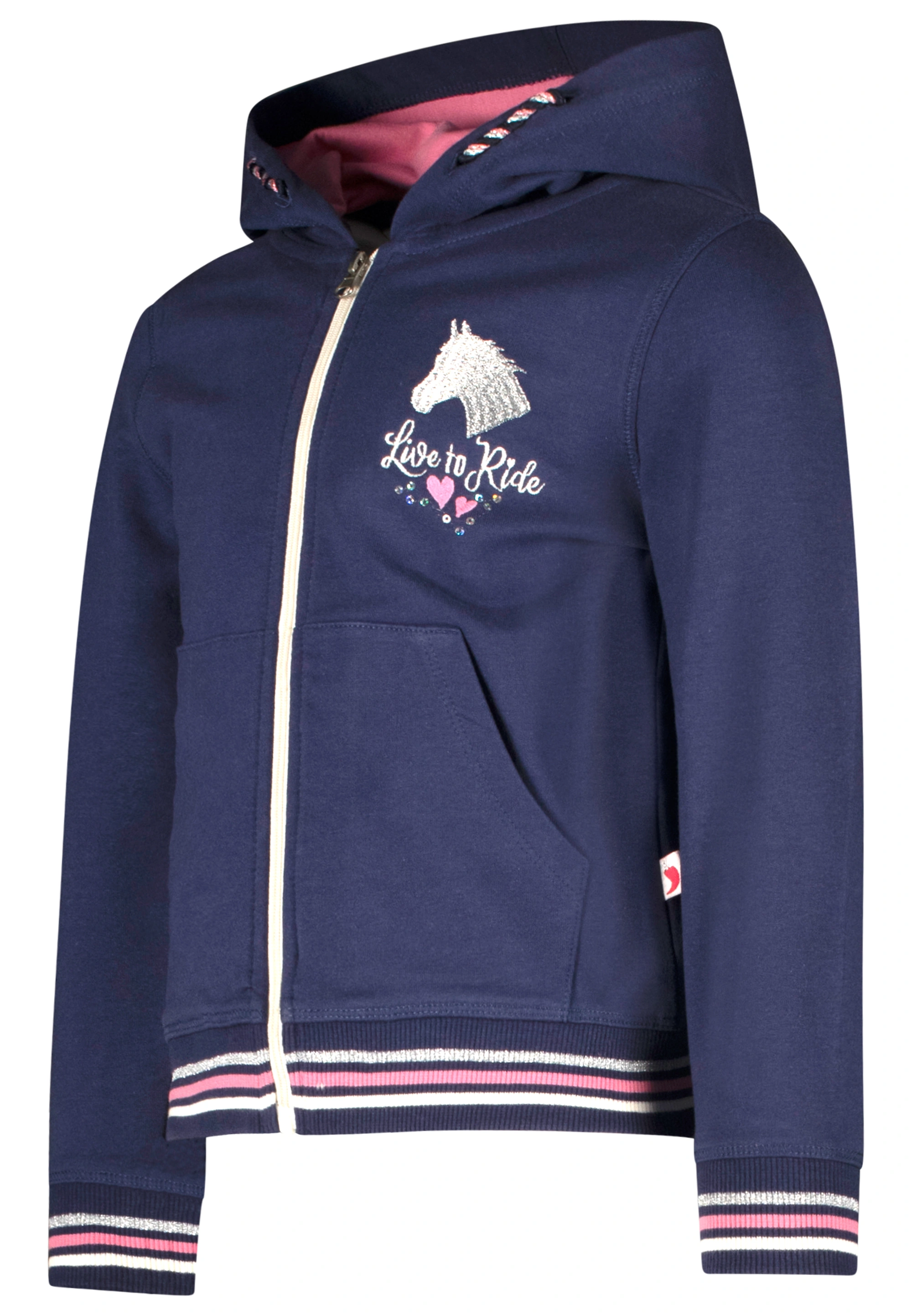 Kapuzen-Sweatjacke LIVE TO RIDE in true navy