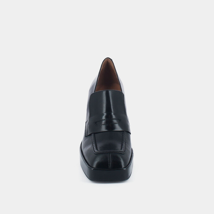 Mocassins à talons  en cuir noir