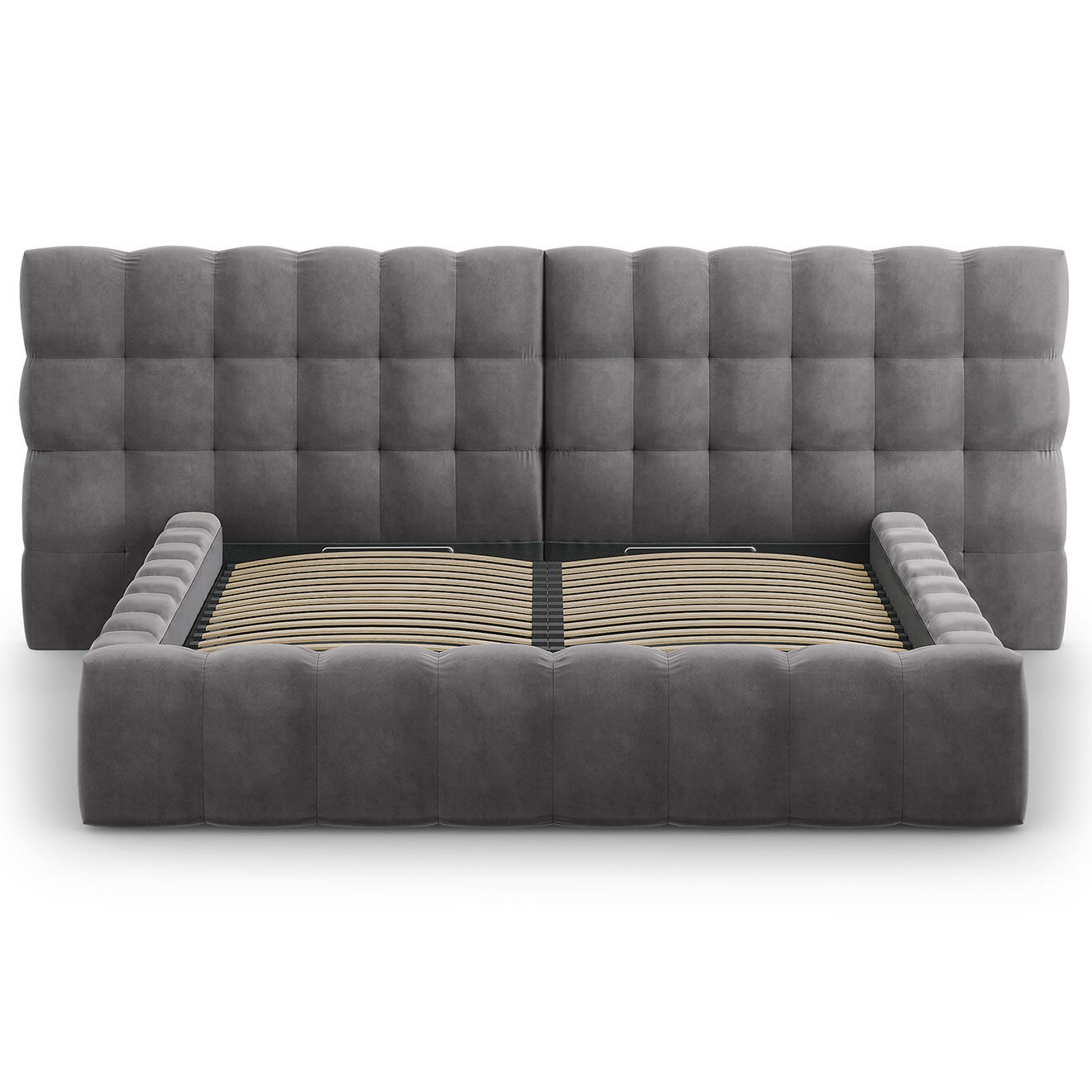 Cosmopolitan Design Lit avec coffre de rangement Bali Velours gris - 180x200 cm