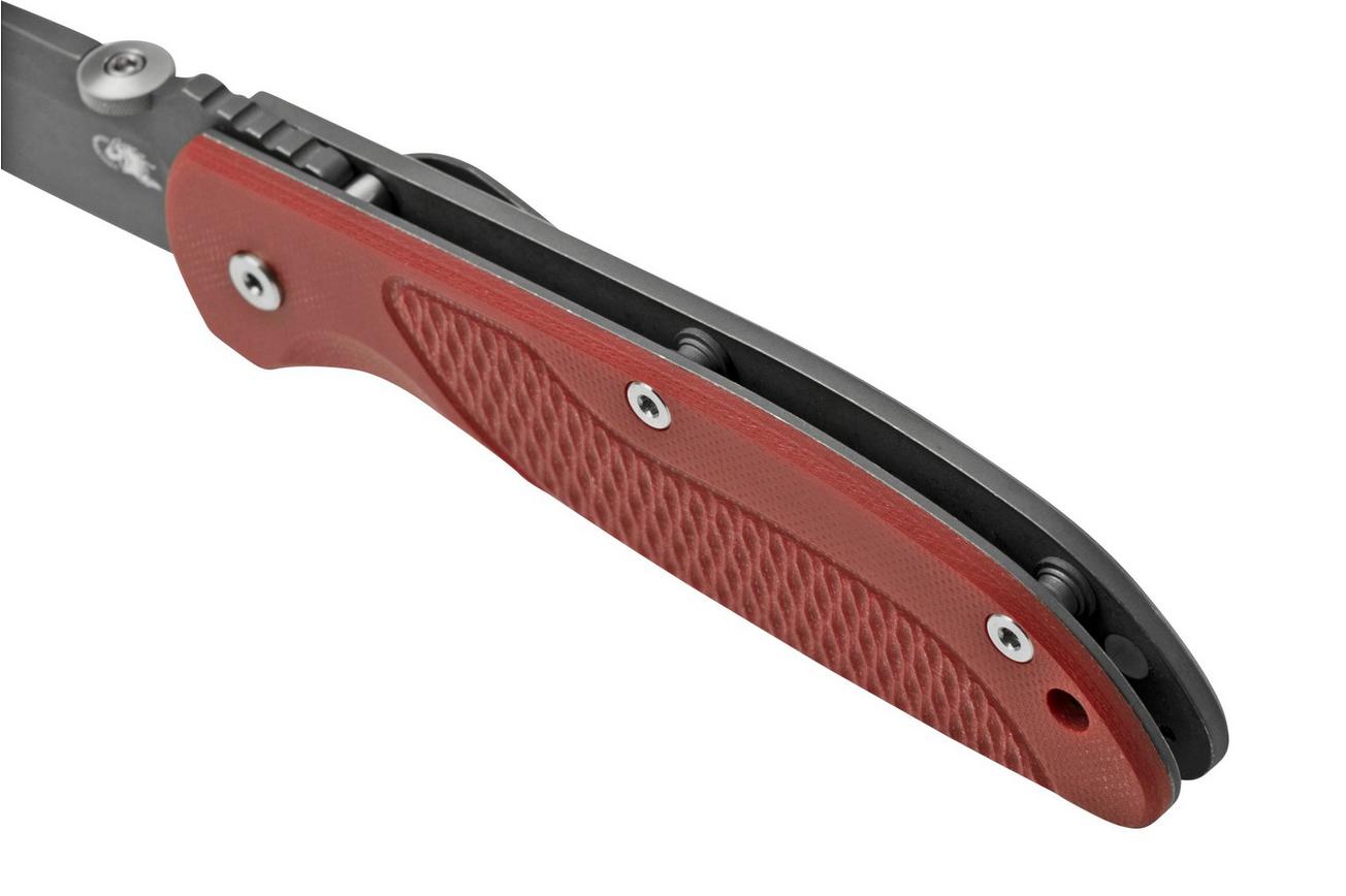 Rick Hinderer FireTac Spanto Battle Black,  Red G10, zakmes