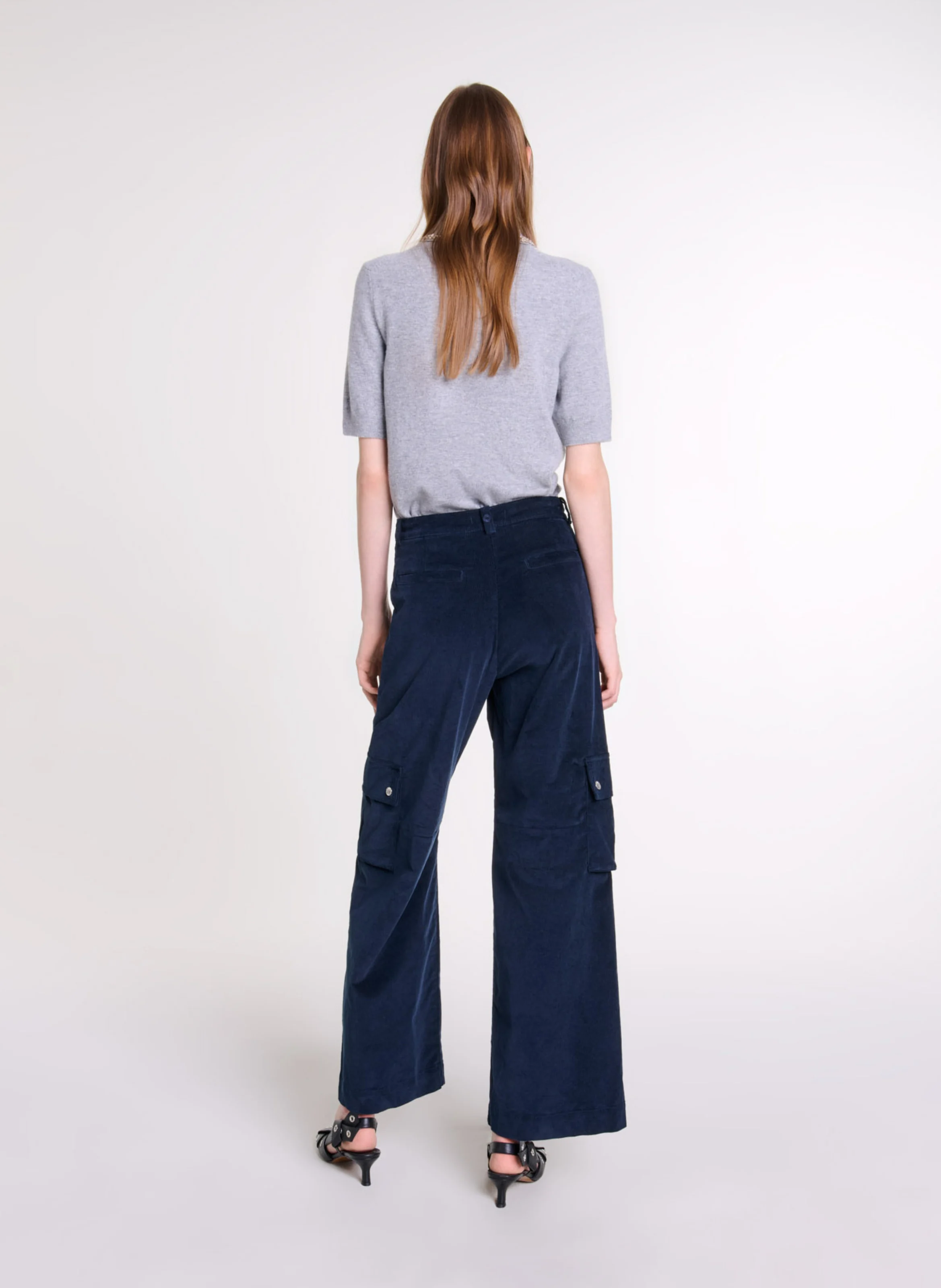 Pantalon treillis en coton mélangé | Bleu