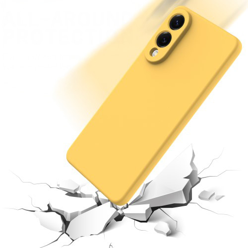 Samsung Galaxy S25 Edge Silikon Case Hülle mit Kameraschutz   Trageschlaufe - Gelb