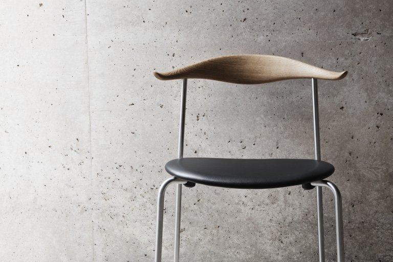 Carl Hansen & Son CH88P stoel stainless steel - wit geolied eiken - Loke 7210 leer