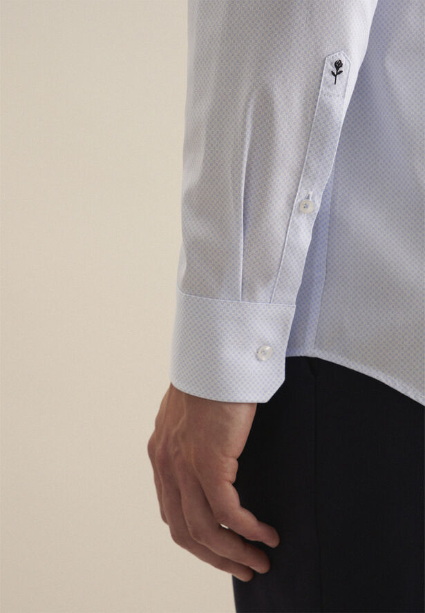 Seidensticker Business Shirt Regular Long sleeve Kent-Collar Print Blue