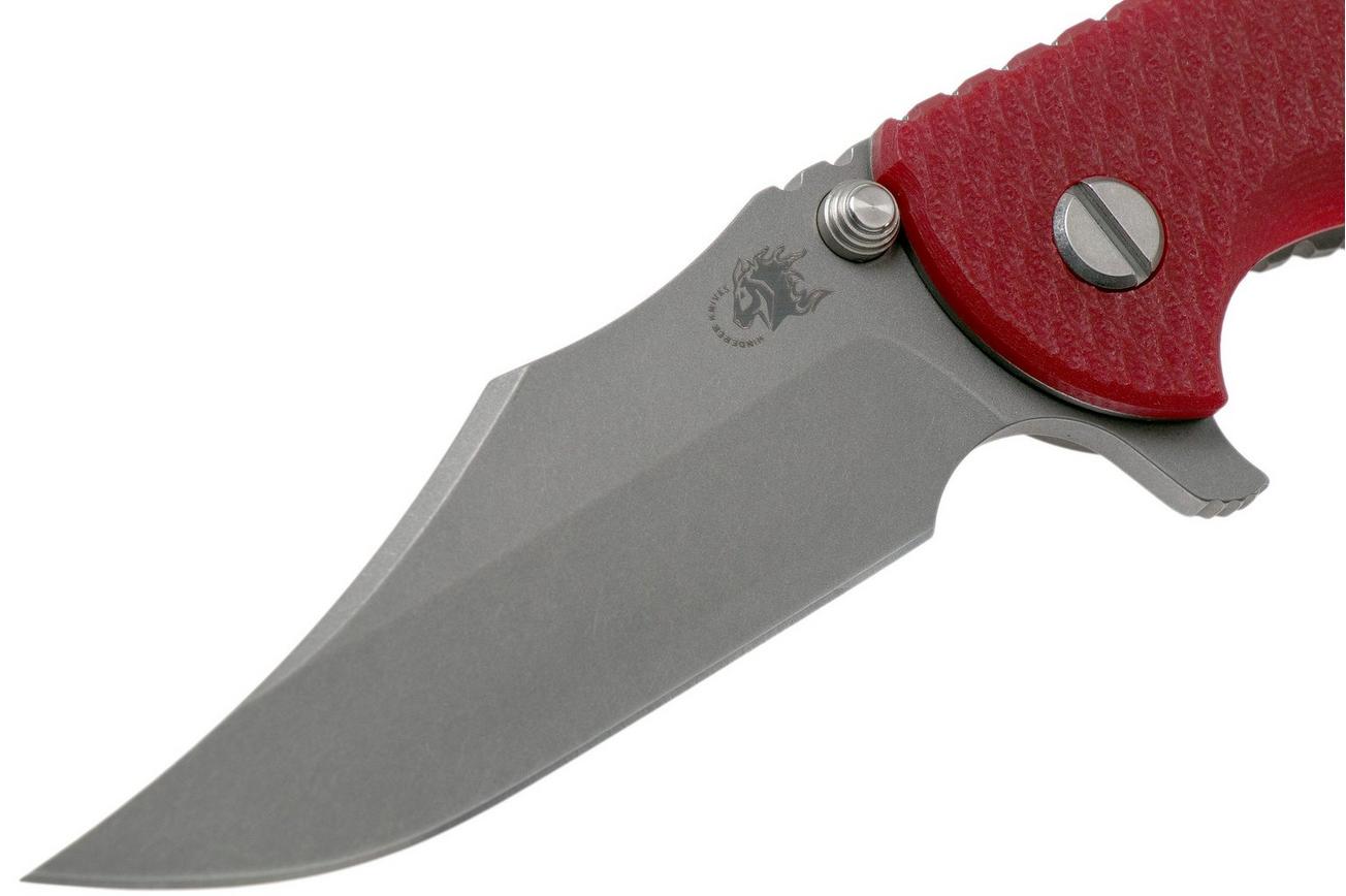 Rick Hinderer XM-18 3.5 Bowie 20CV Working Finish, Red G10 zakmes