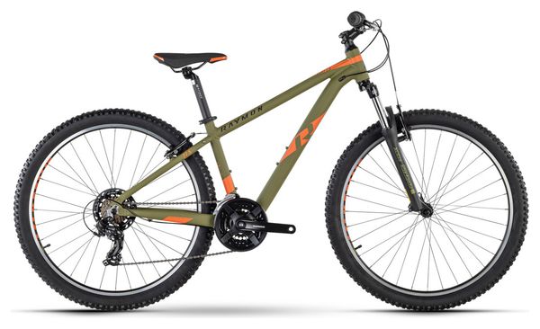 VTT Semi-Rigide Raymon SevenRay 1.0 Shimano Tourney 7V 27.5'' Kaki Armor Orange Magma