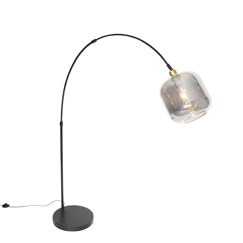 Smart booglamp zwart met goud met smoke glas incl. Wifi G95- Zuzanna