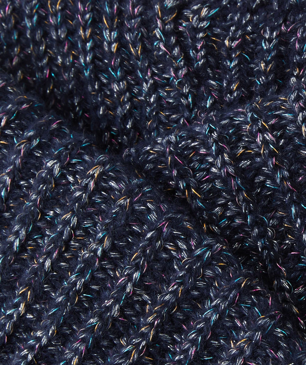 SNOOD TRICOT FILLE EN FIBRES RECYCLÉES BLEU MARINE ET PAILLETÉ