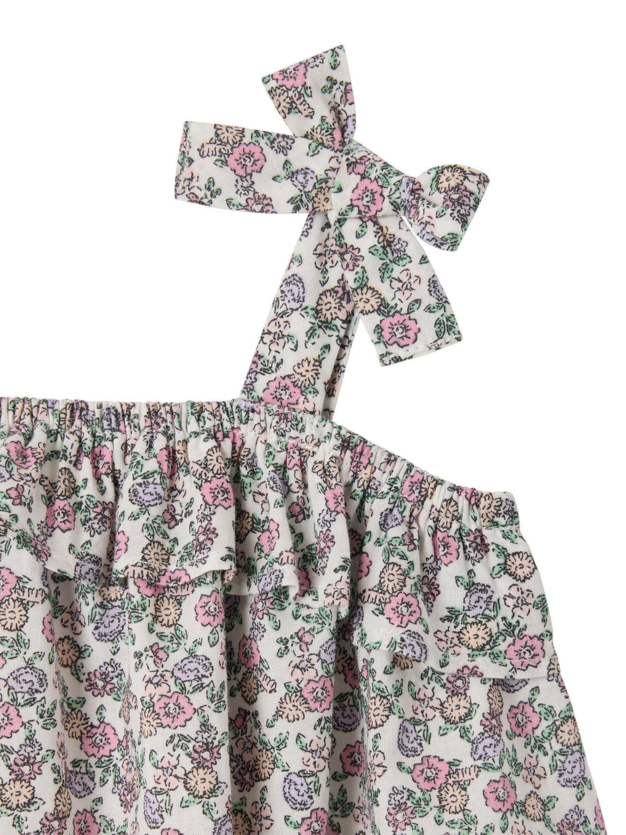 Vertbaudet Mädchen Baby-Set: Kleid & Haarband mit Blumenprint wollweiß