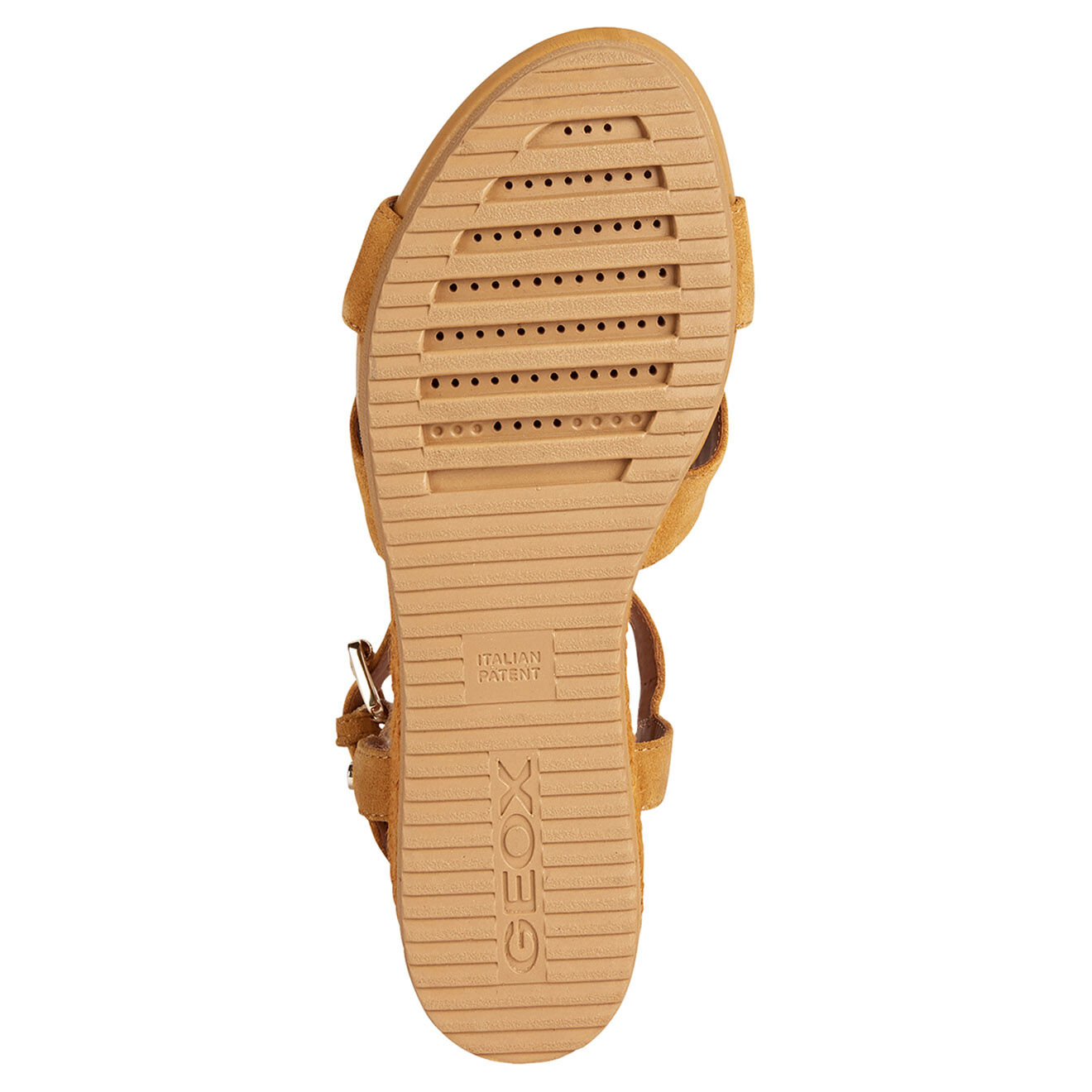 Geox Sandales en Velours de Cuir compensées Ischia jaune foncé - Talon 6.5 cm