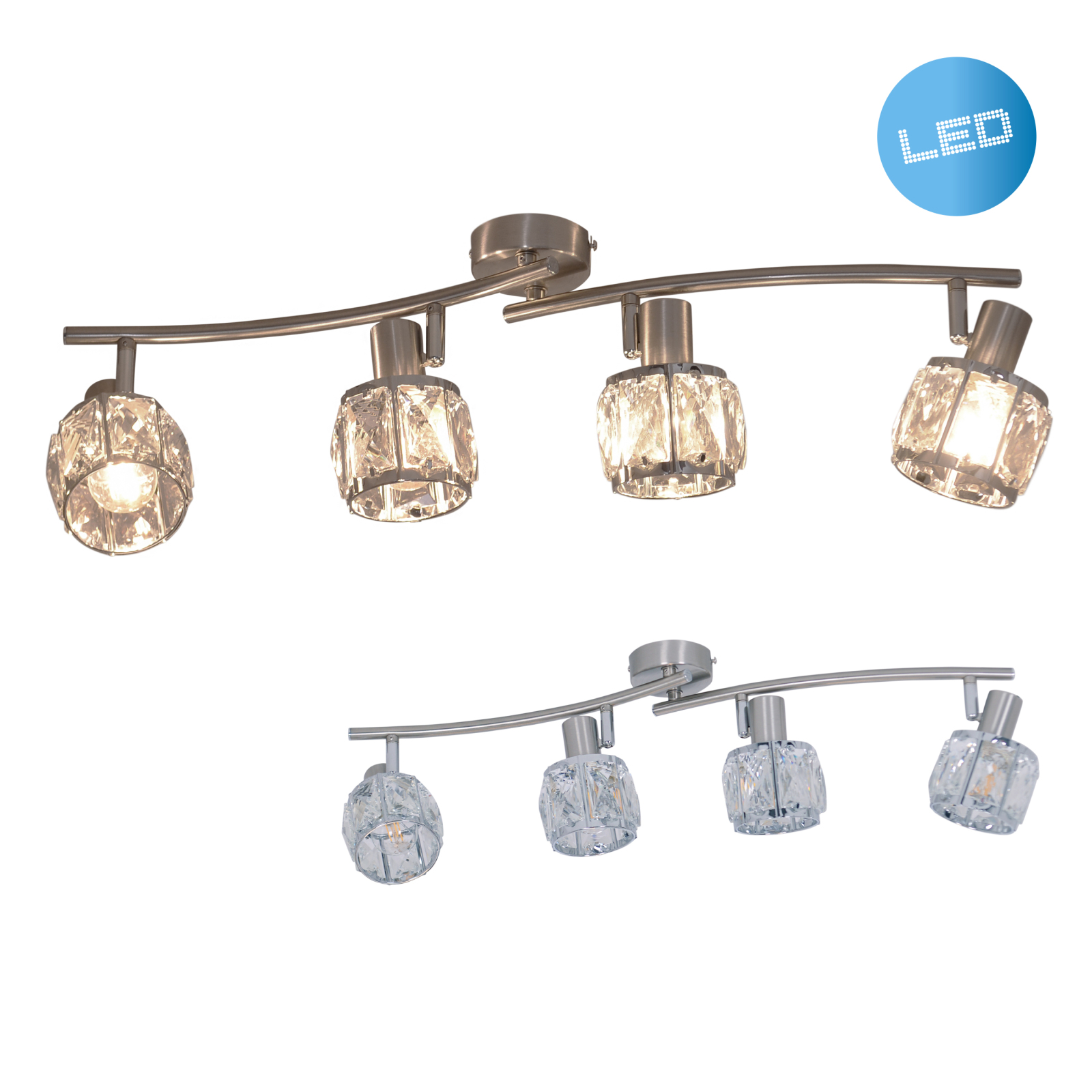 LED-Deckenstrahler JOSEFA - Stahl blank - 4 Spots