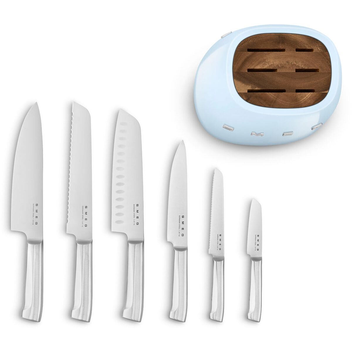 Knivblokk med kniver 6 stk, blå