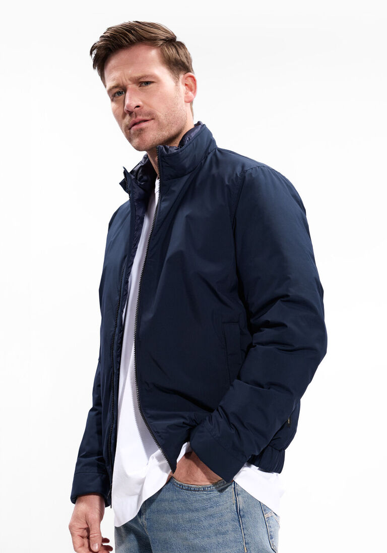 donkerblauwe woolrich jack cloud lewis bomber