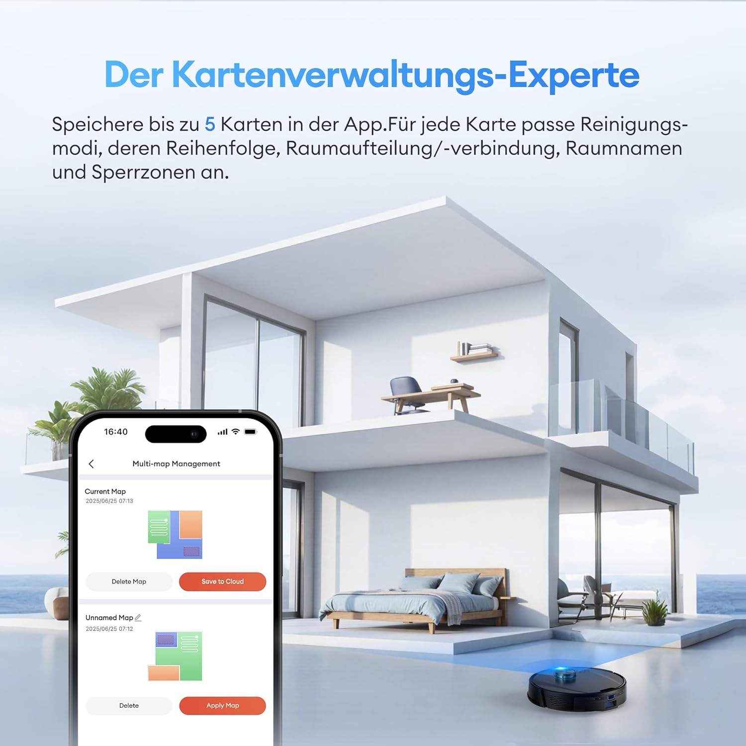 Ultenic T20 Pro Saugroboter mit Wischfunktion 8000 Pa, Staubsauger Roboter mit Absaugstation 3,5 L, Staubsaugroboter für Tierhaare Teppich Böden, AI-gestützte Laser-Hindernisvermeidung, APP-Bedienbar