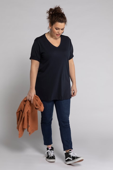 T-Shirt, V-Ausschnitt, Relaxed, Halbarm
