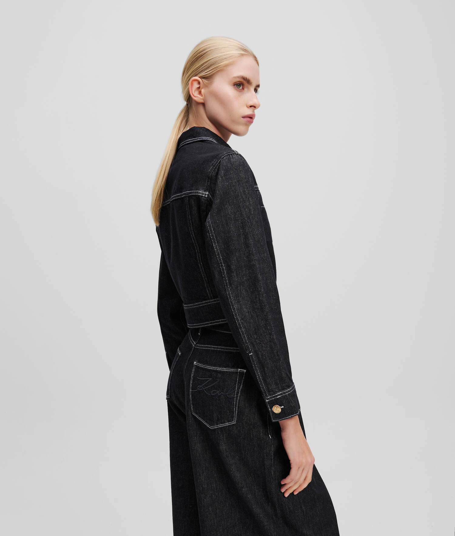 VESTE EN JEAN CROPPED - Bleu Foncé