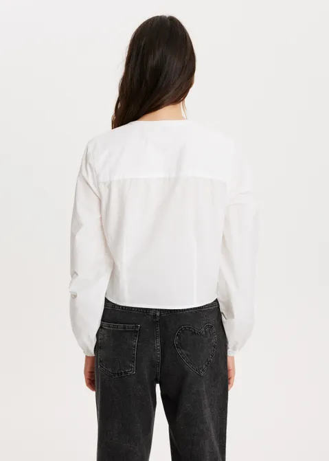 Blouse met strikjes wit (WIT)