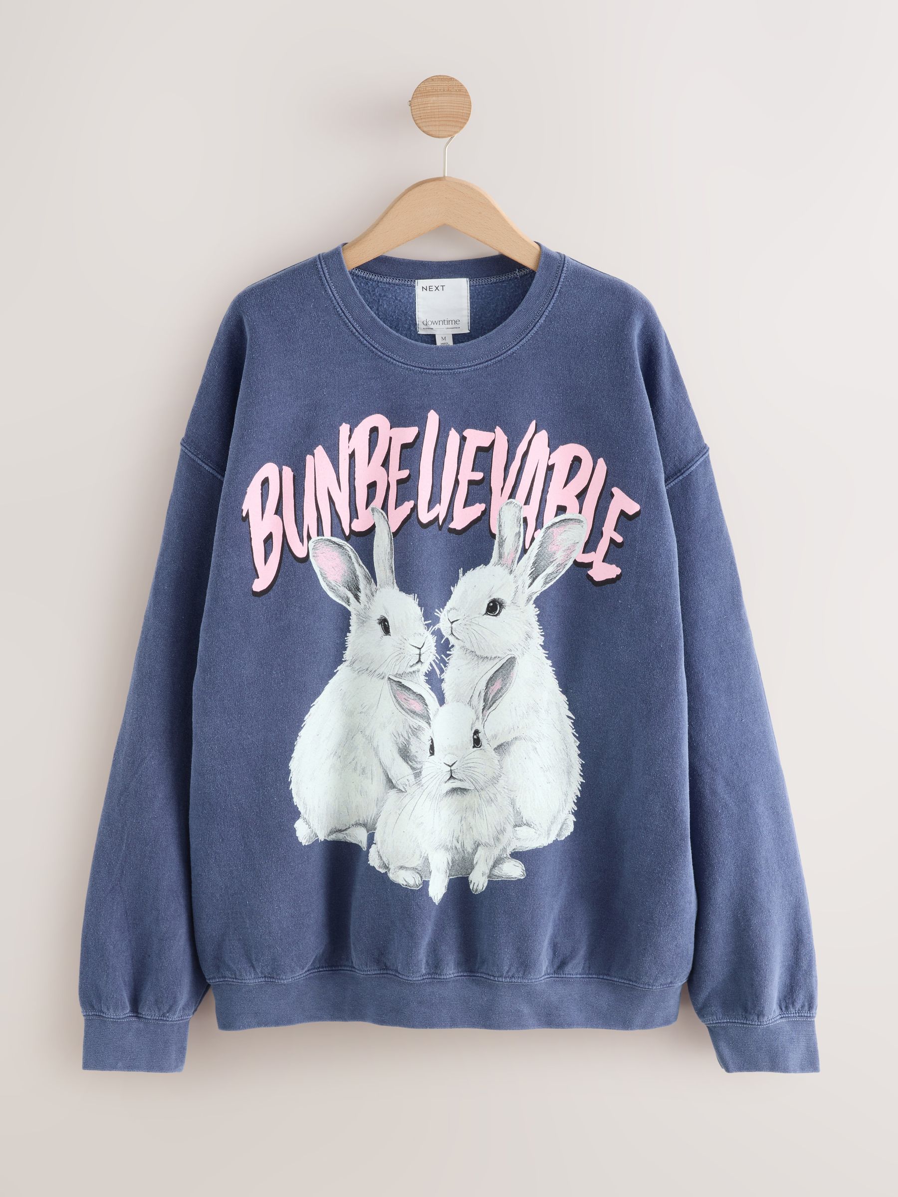 Navy Bunny Slogan - Sweatshirt