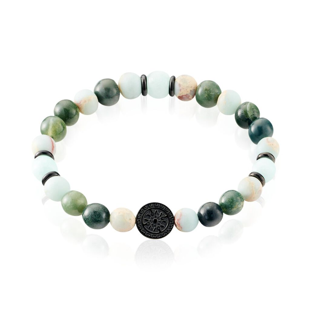 Bracelet Jourdan Yasur Acier Noir Quartz Amazonite